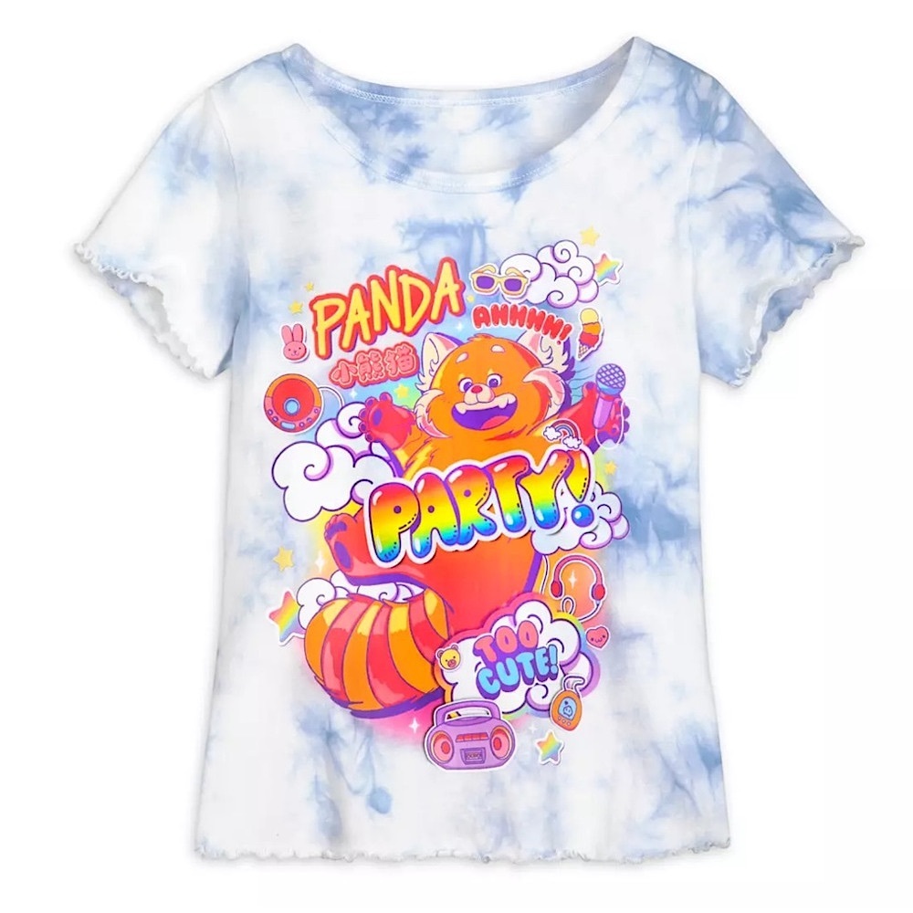 Disney Turning Red Panda Girls Blue & White Tie Dye Shirt Size XXS 2/3